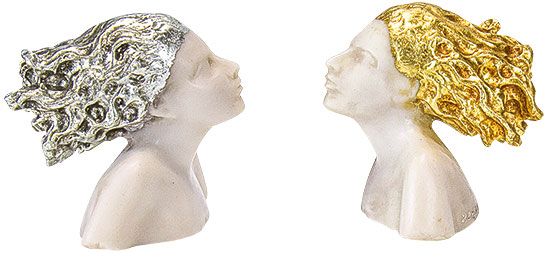 Roman Johann Strobl: Zwei Miniatur-Büsten ‚Vision‘ im Set, Skulptur