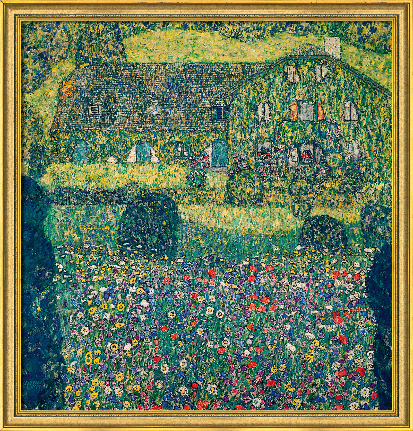 Gustav Klimt: Bild ‚Landhaus am Attersee‘ (1914), gerahmt
