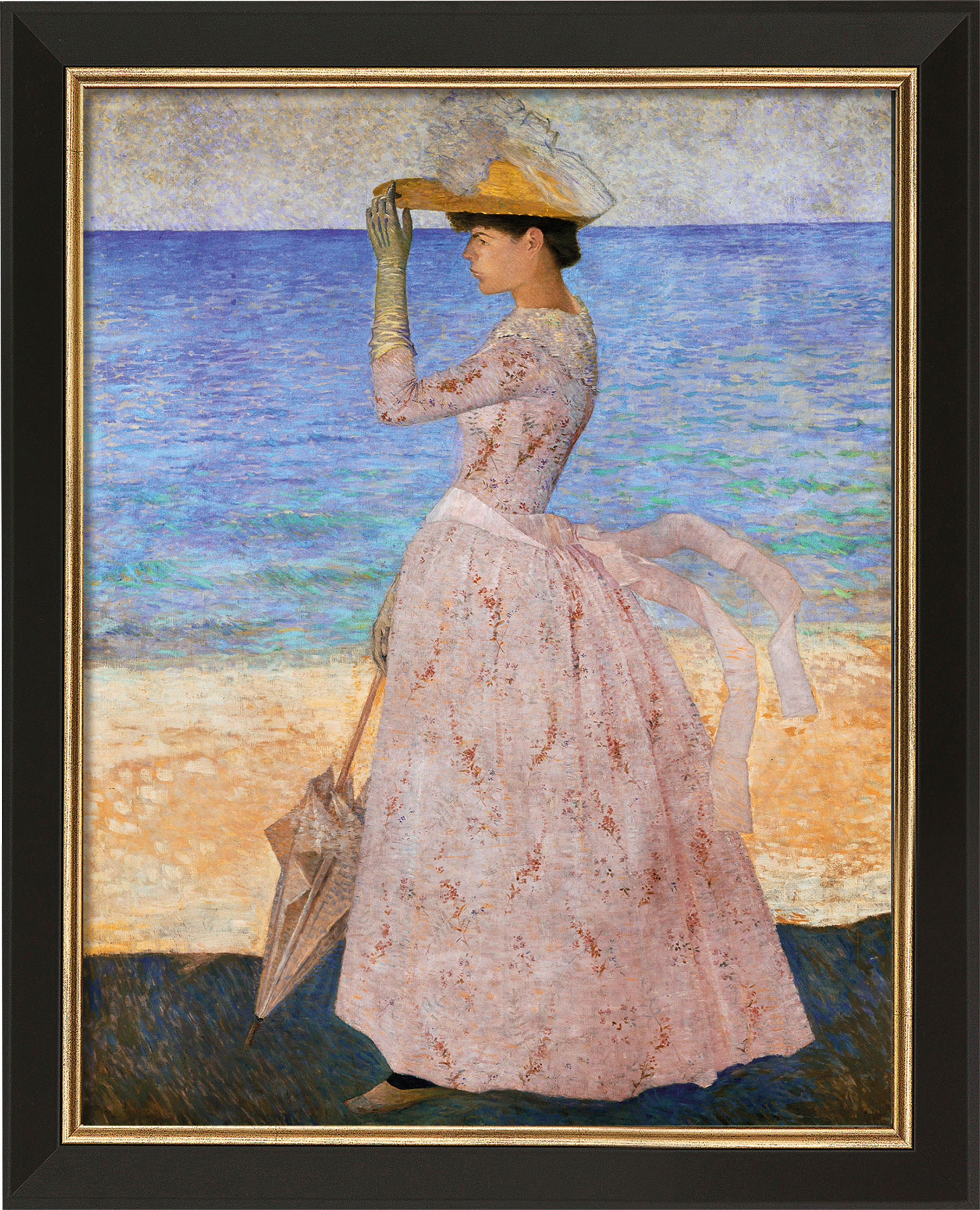 Aristide Maillol: Bild ‚Frau mit Sonnenschirm‘ (1895), gerahmt