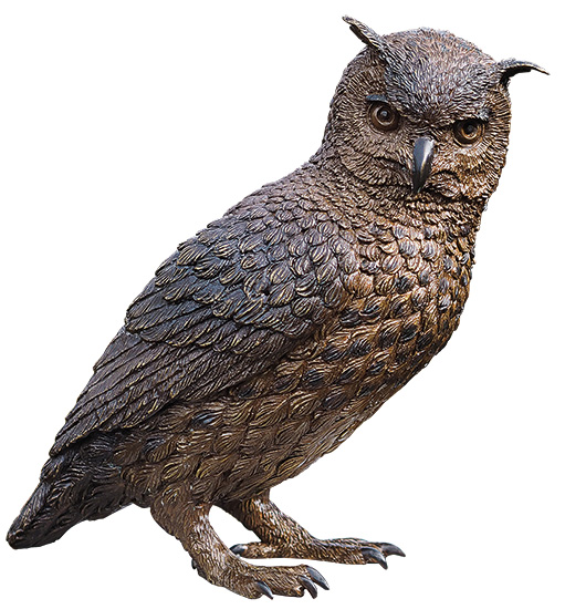 Gartenskulptur ‚Waldeule‘, Bronze