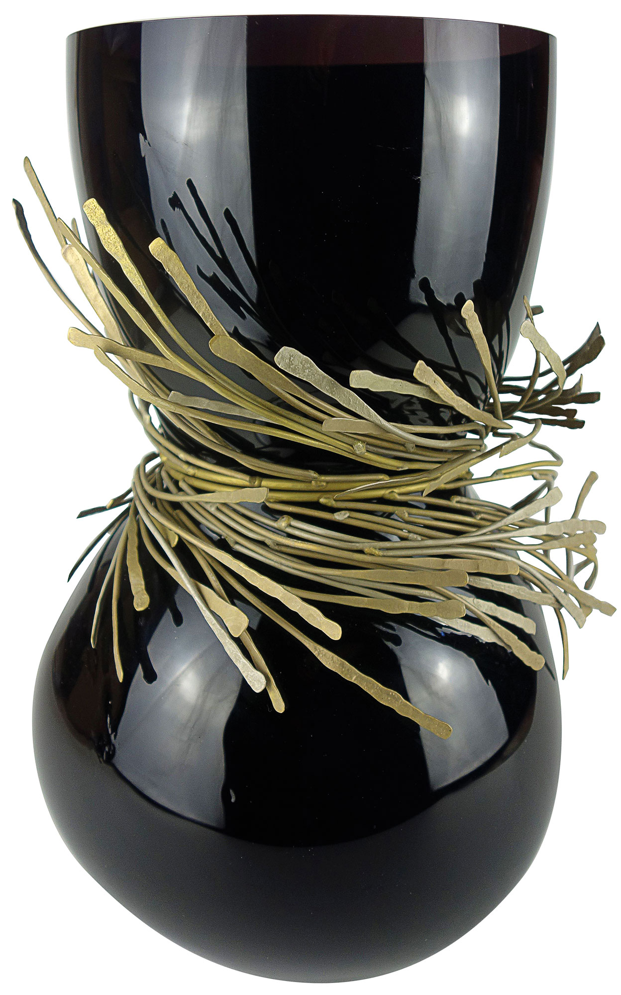 Vanessa Mitrani: Vase ‚Festive Schwarz‘, Glas/Bronze