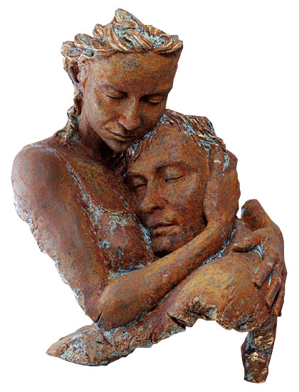 Angeles Anglada: Skulptur ‚Agreement‘, Kunstguss Steinoptik