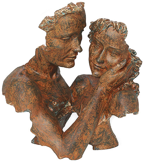 Angeles Anglada: Skulptur ‚Beieinander‘, Kunstguss Steinoptik
