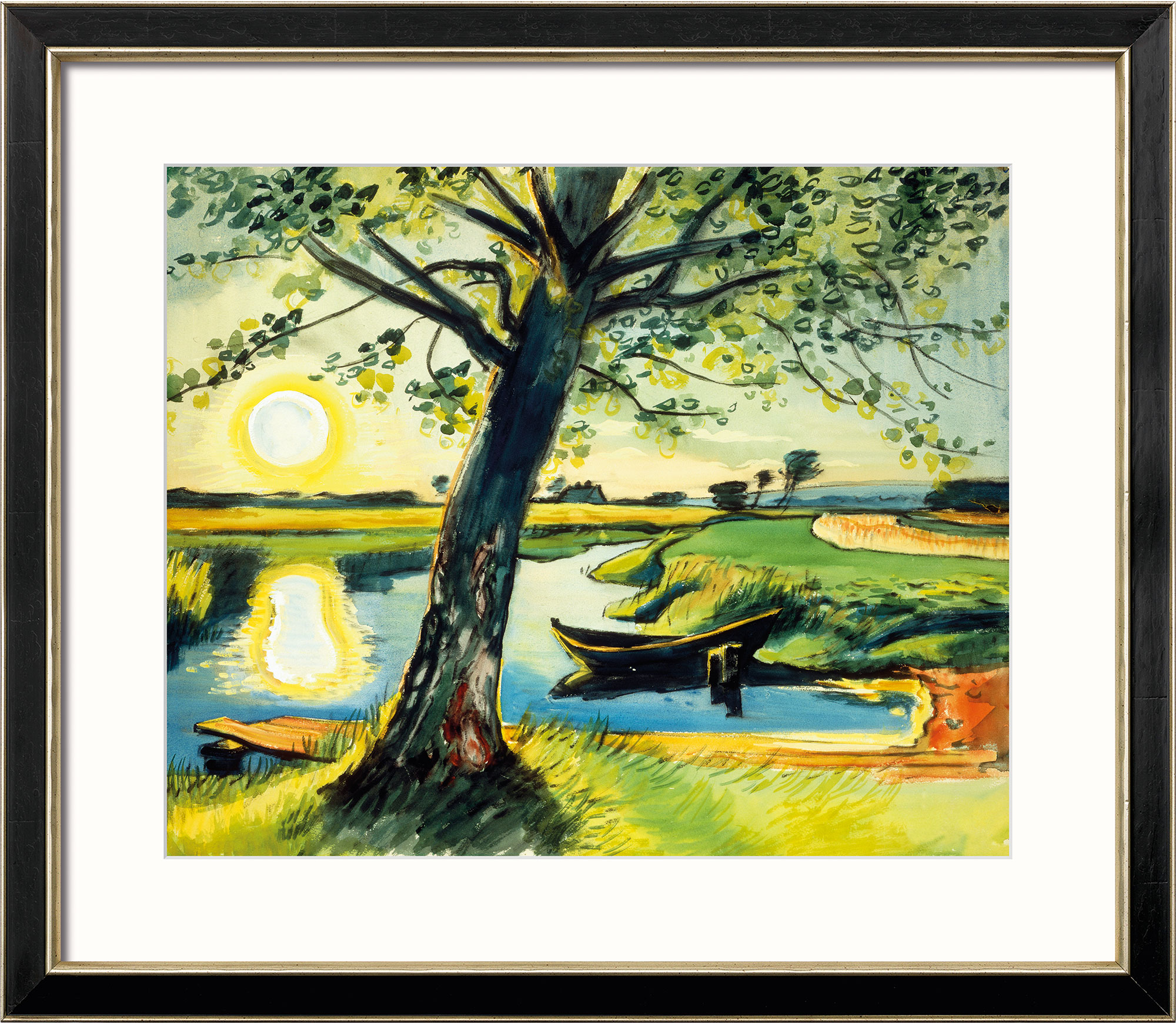 Max Pechstein: Bild ‚Morgen am Mühlengraben, Leba‘ (1935), gerahmt