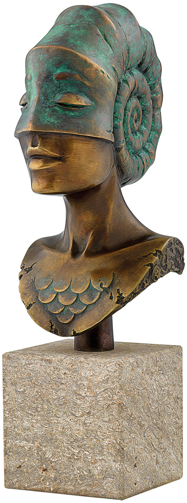 Michael Becker: Büste ‚Kopf der Ammonite‘, Version in Bronze, Skulptur