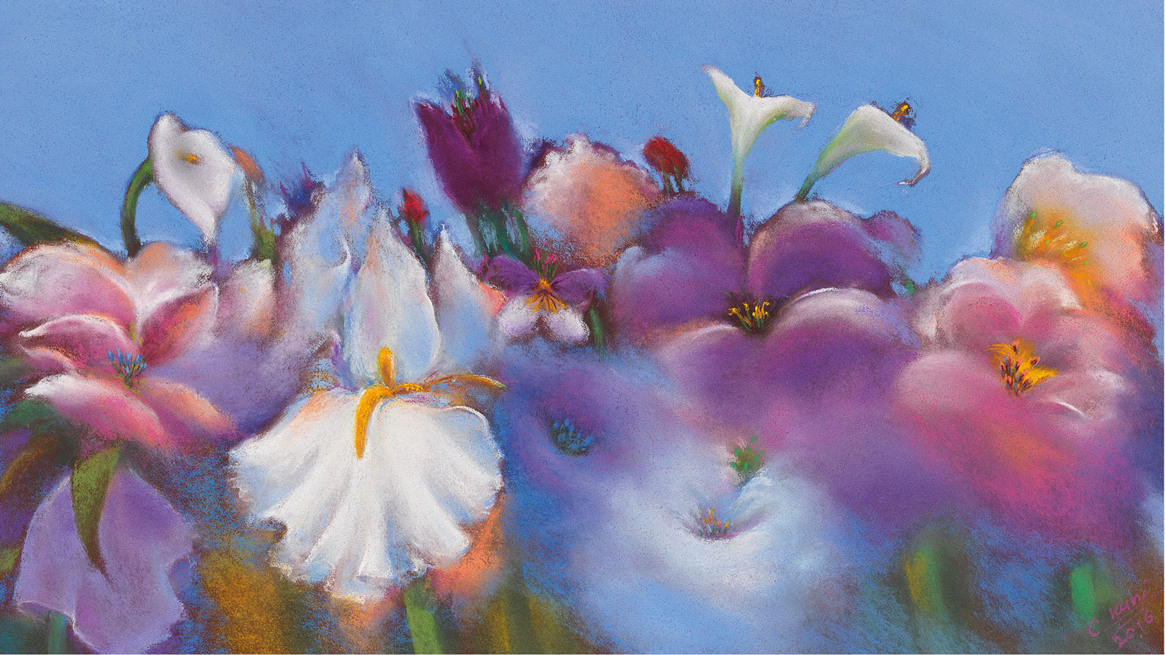 Kani Alavi: Bild ‚Blumenfreude‘ (2017), ungerahmt