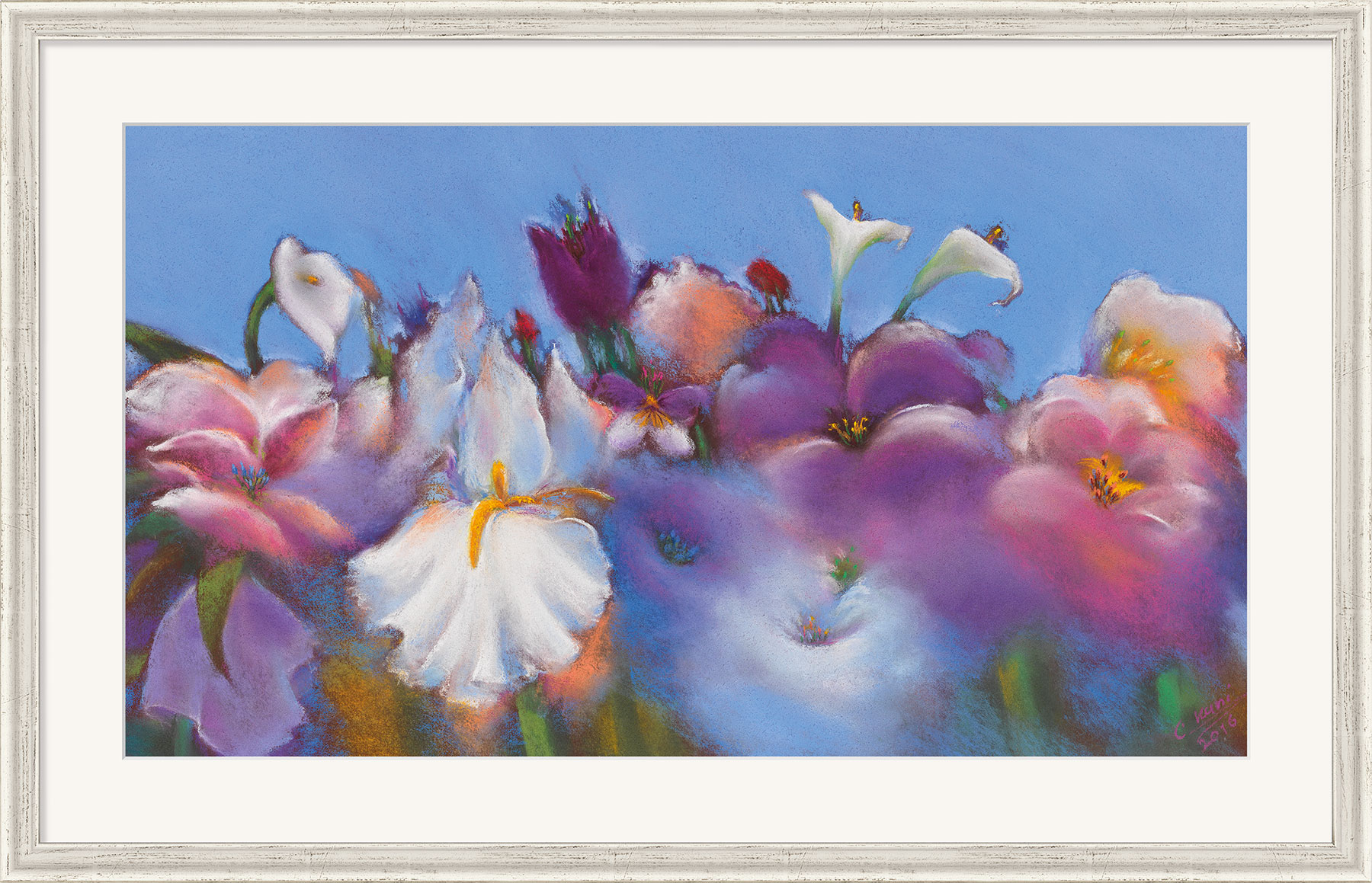 Kani Alavi: Bild ‚Blumenfreude‘ (2017), gerahmt