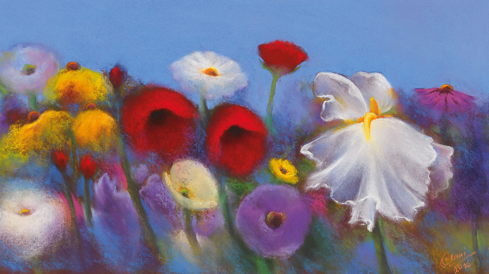 Kani Alavi: Bild ‚Blumeneuphorie‘ (2017), ungerahmt