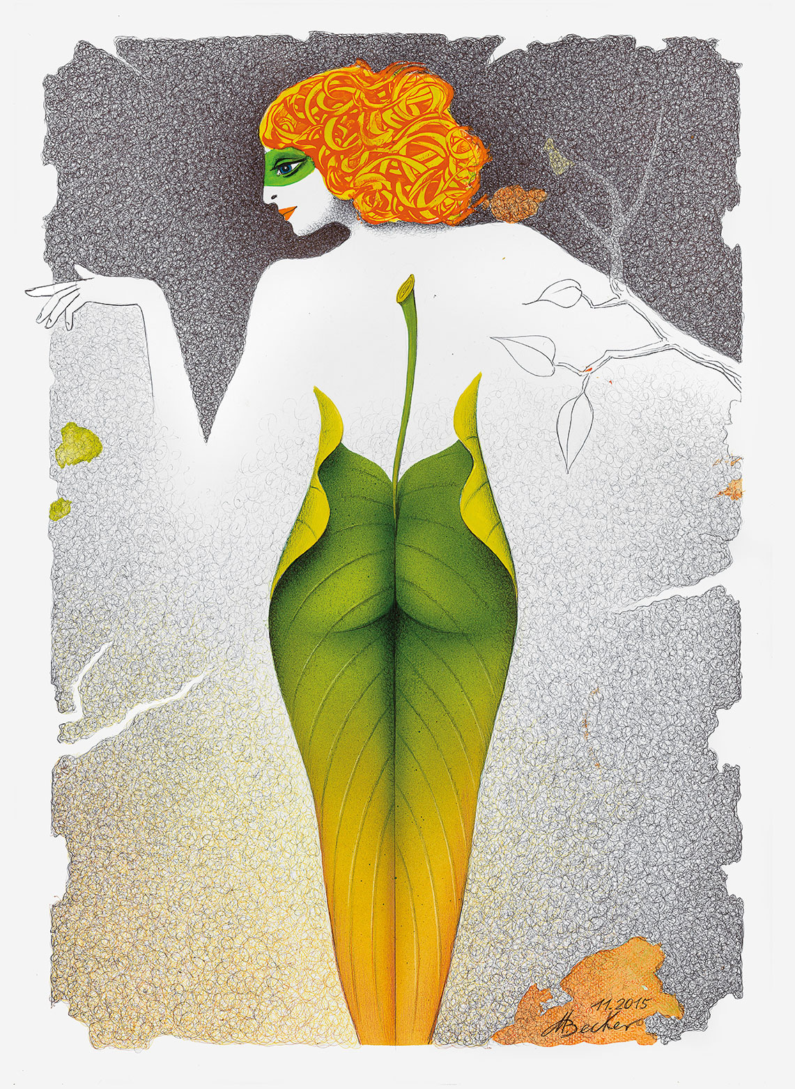 Michael Becker: Bild ‚Blattfigur‘ (2015), ungerahmt
