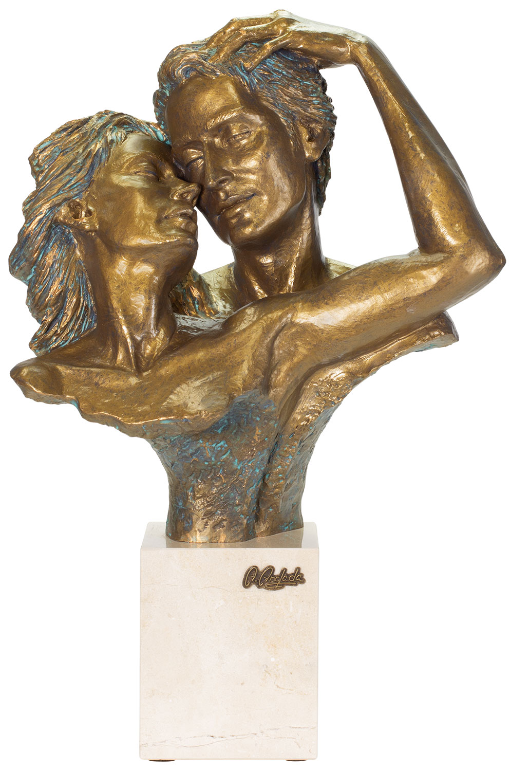 Angeles Anglada: Skulptur ‚Vertrauen‘, Kunstguss Steinoptik