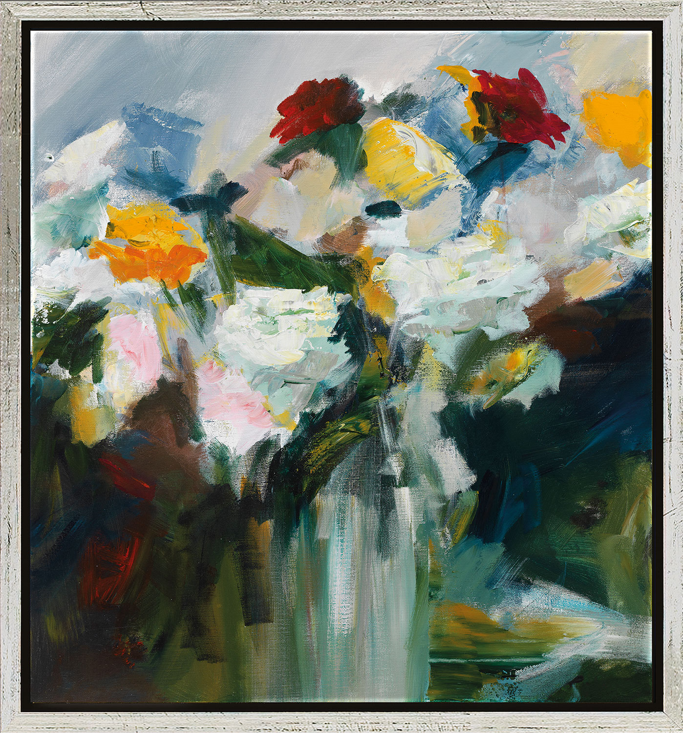 Robert Hettich: Bild ‚Blumen‘ (2015), gerahmt