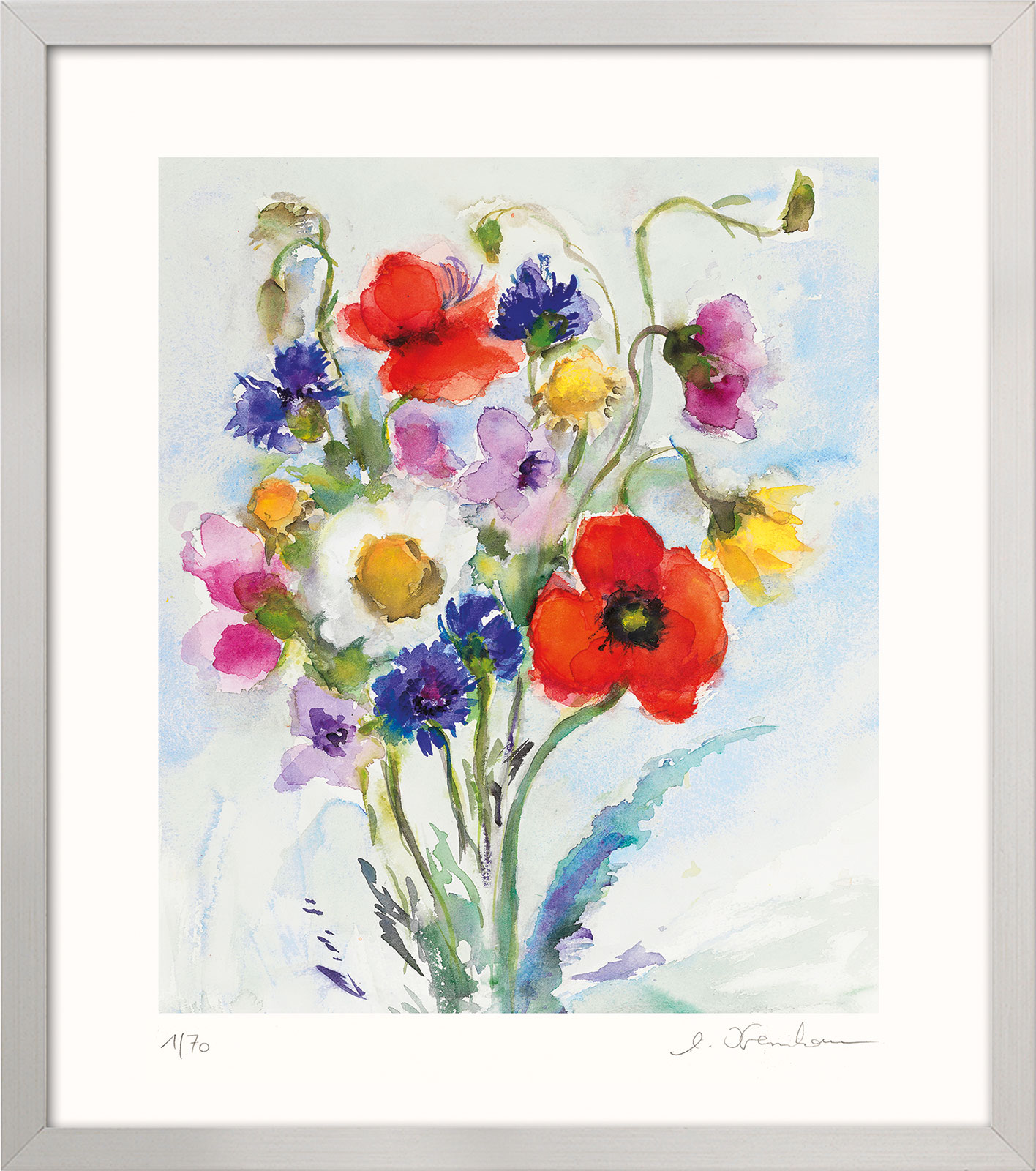 Christine Kremkau: Bild ‚Wiesenblumen‘ (2017), gerahmt