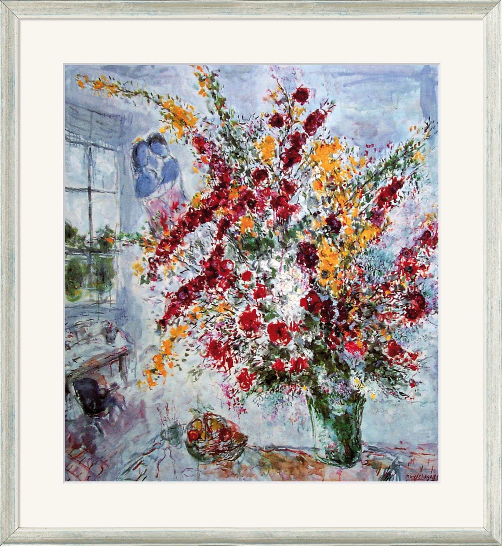 Marc Chagall: Bild ‚Strauß am Fenster‘ (1969), gerahmt