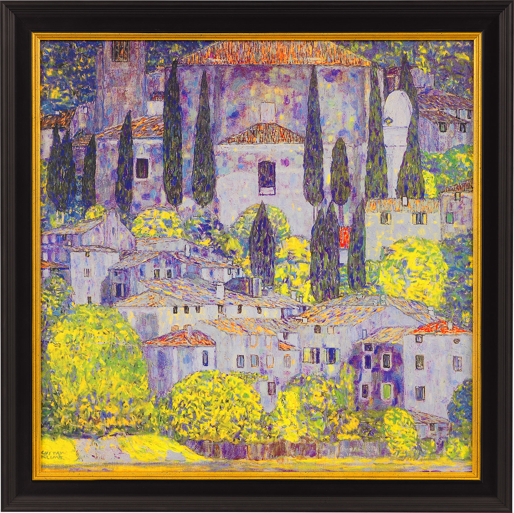 Gustav Klimt: Bild ‚Kirche in Cassone am Gardasee‘ (1913), gerahmt