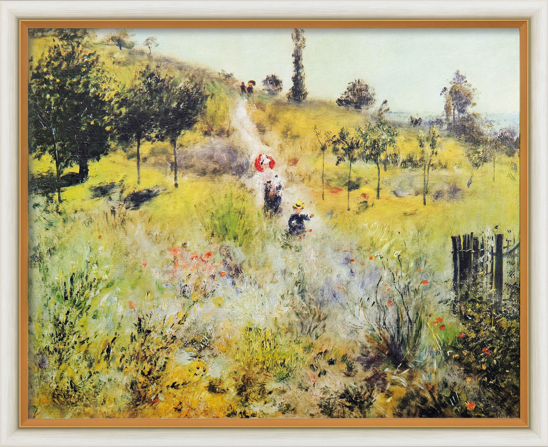 Auguste Renoir: Bild ‚Ansteigender Weg‘ (1876/77), Version weiß gerahmt