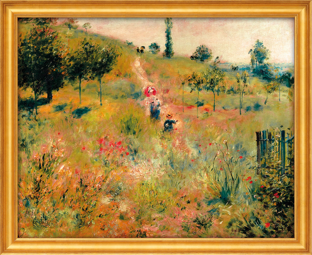 Auguste Renoir: Bild ‚Ansteigender Weg‘ (1876/77), Version goldfarben gerahmt