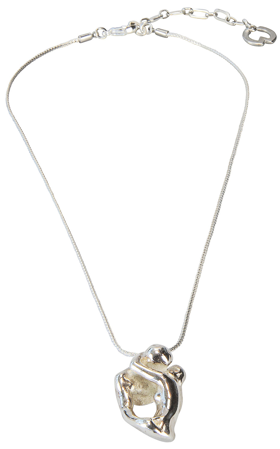Petra Waszak: Collier ‚Der Kuss‘ – nach Auguste Rodin, Version Silber, Skulptur, Schmuck