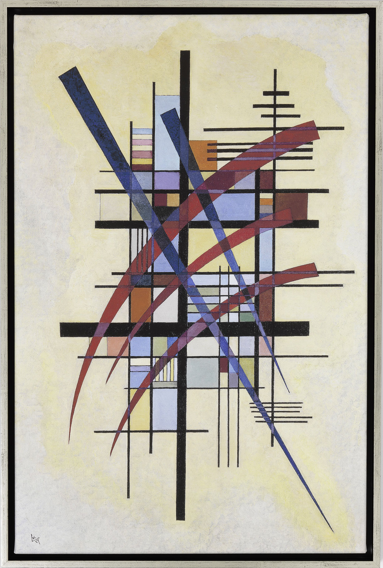 Wassily Kandinsky: Bild ‚Zeichen mit Begleitung‘ (1927), gerahmt