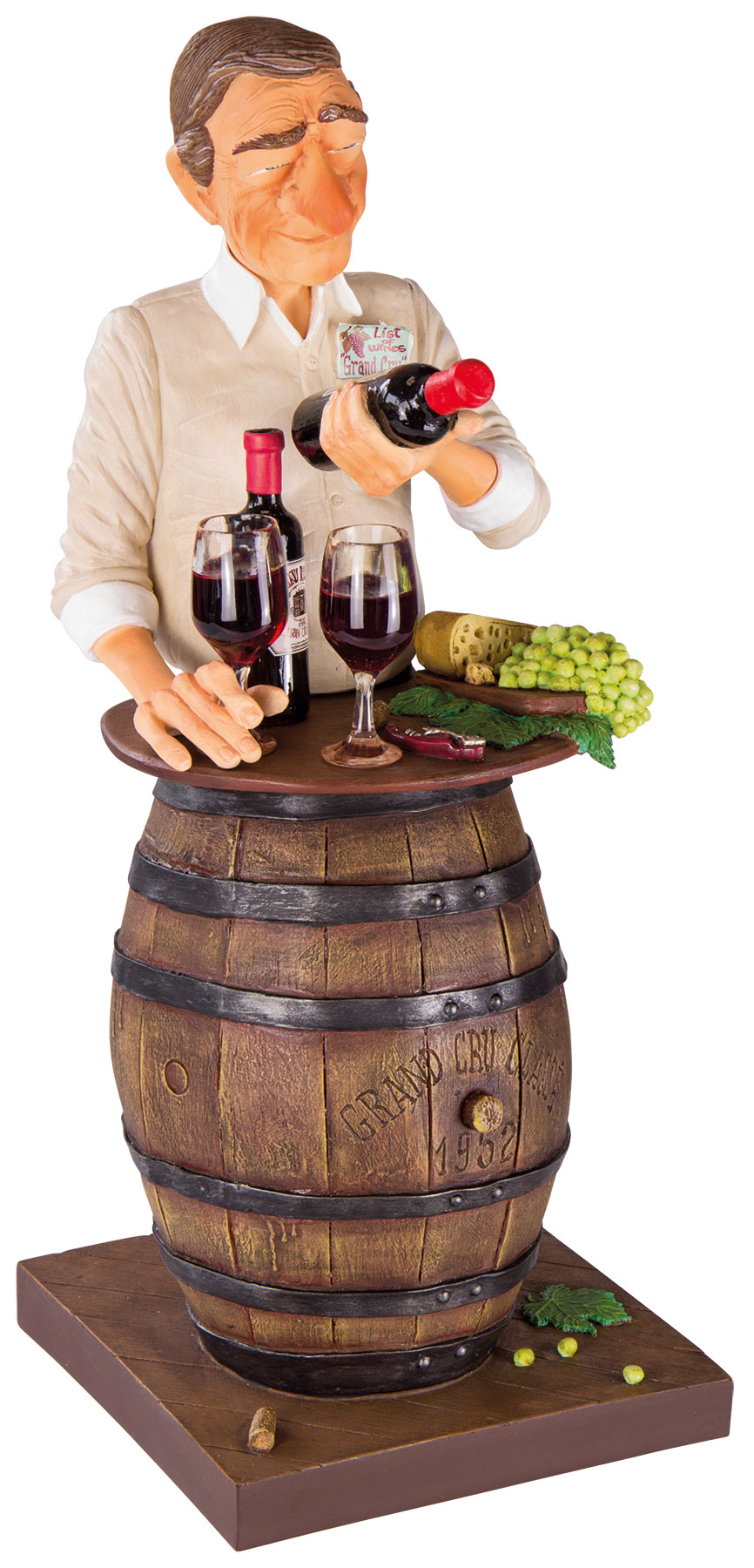 Guillermo Forchino: Karikatur ‚Der Weinliebhaber‘, Kunstguss handbemalt, Skulptur