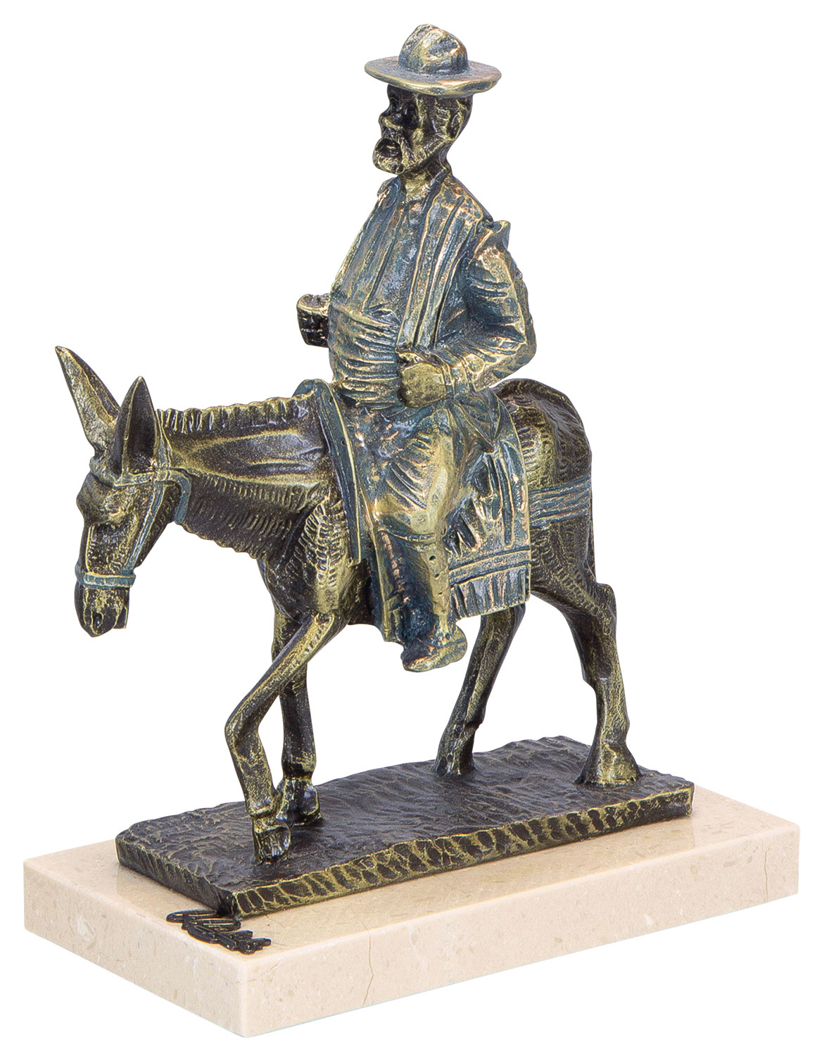 Angeles Anglada: Skulptur ‚Sancho Panza en Burro‘, Kunstguss Steinoptik