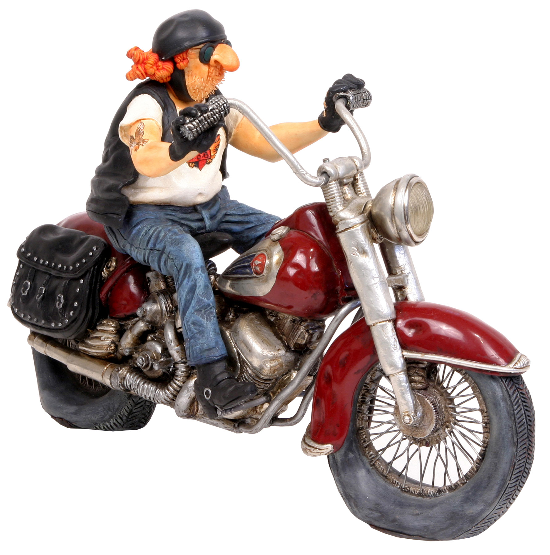 Guillermo Forchino: Karikatur ‚Motorbike‘, Kunstguss handbemalt, Skulptur