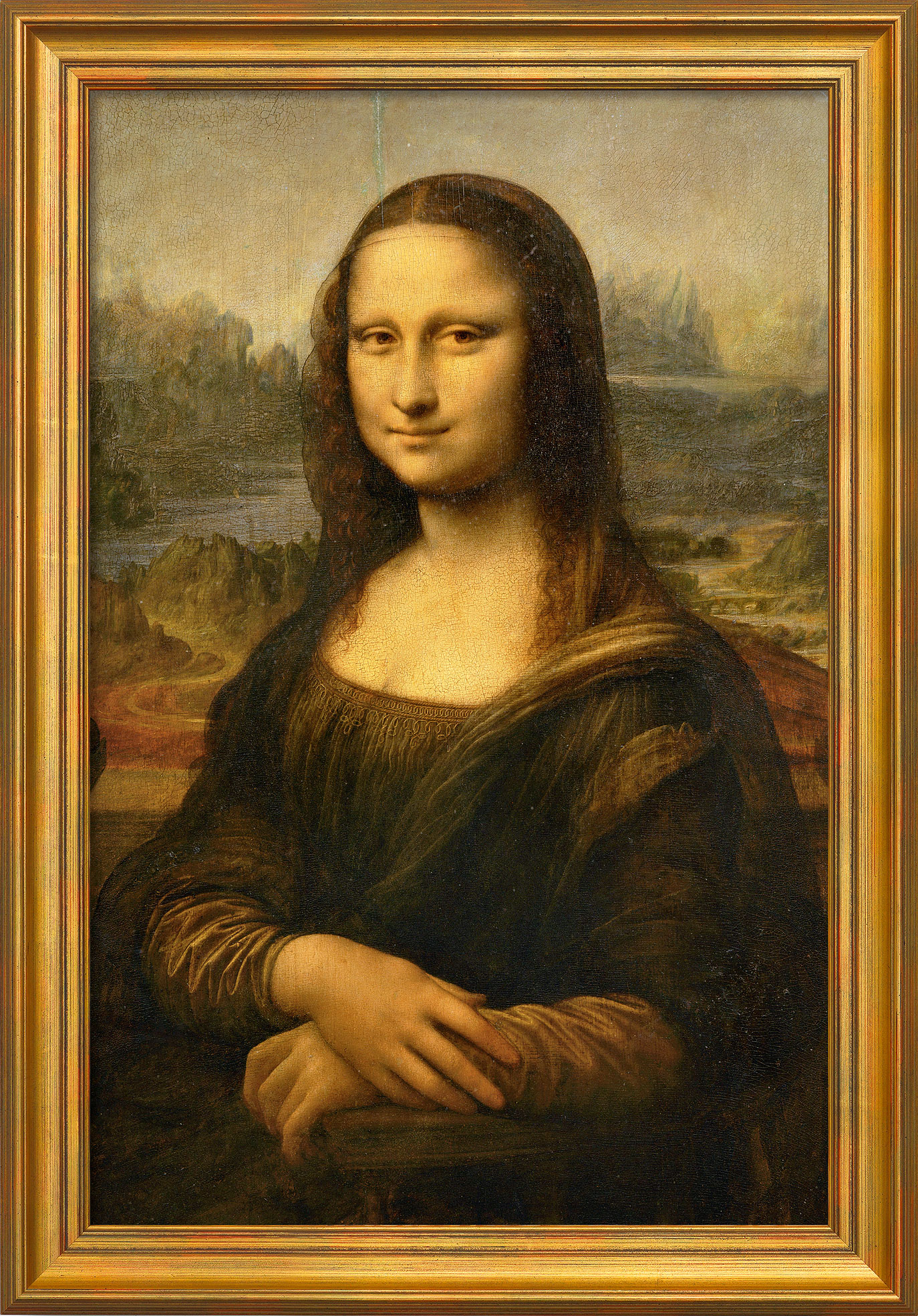 Leonardo da Vinci: Bild ‚Mona Lisa (La Gioconda)‘ (um 1503/05), gerahmt