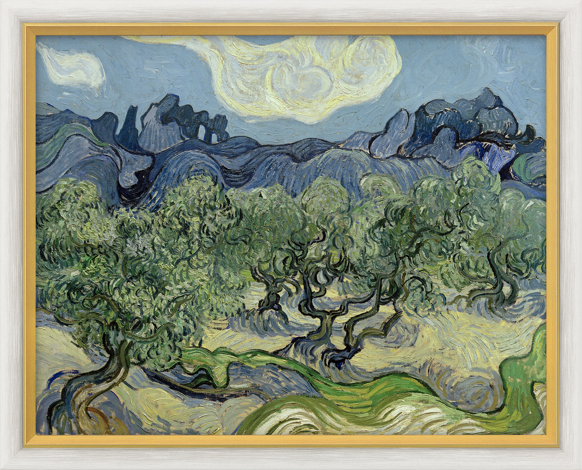 Vincent van Gogh: Bild ‚Olivenbäume mit Les Alpilles‘ (1889), gerahmt