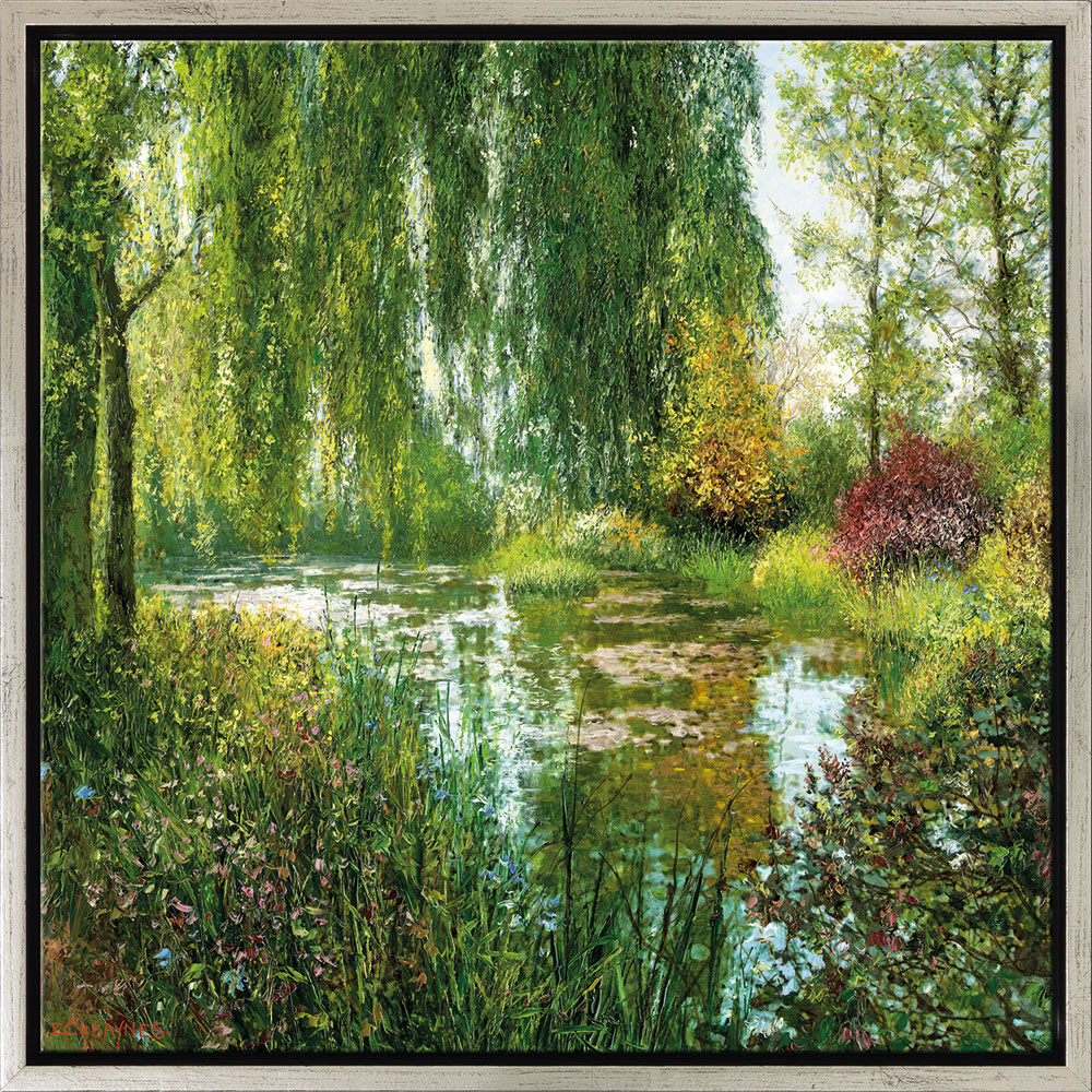 Jean-Claude Cubaynes: Bild ‚Giverny le Soir‘, Version silberfarben gerahmt