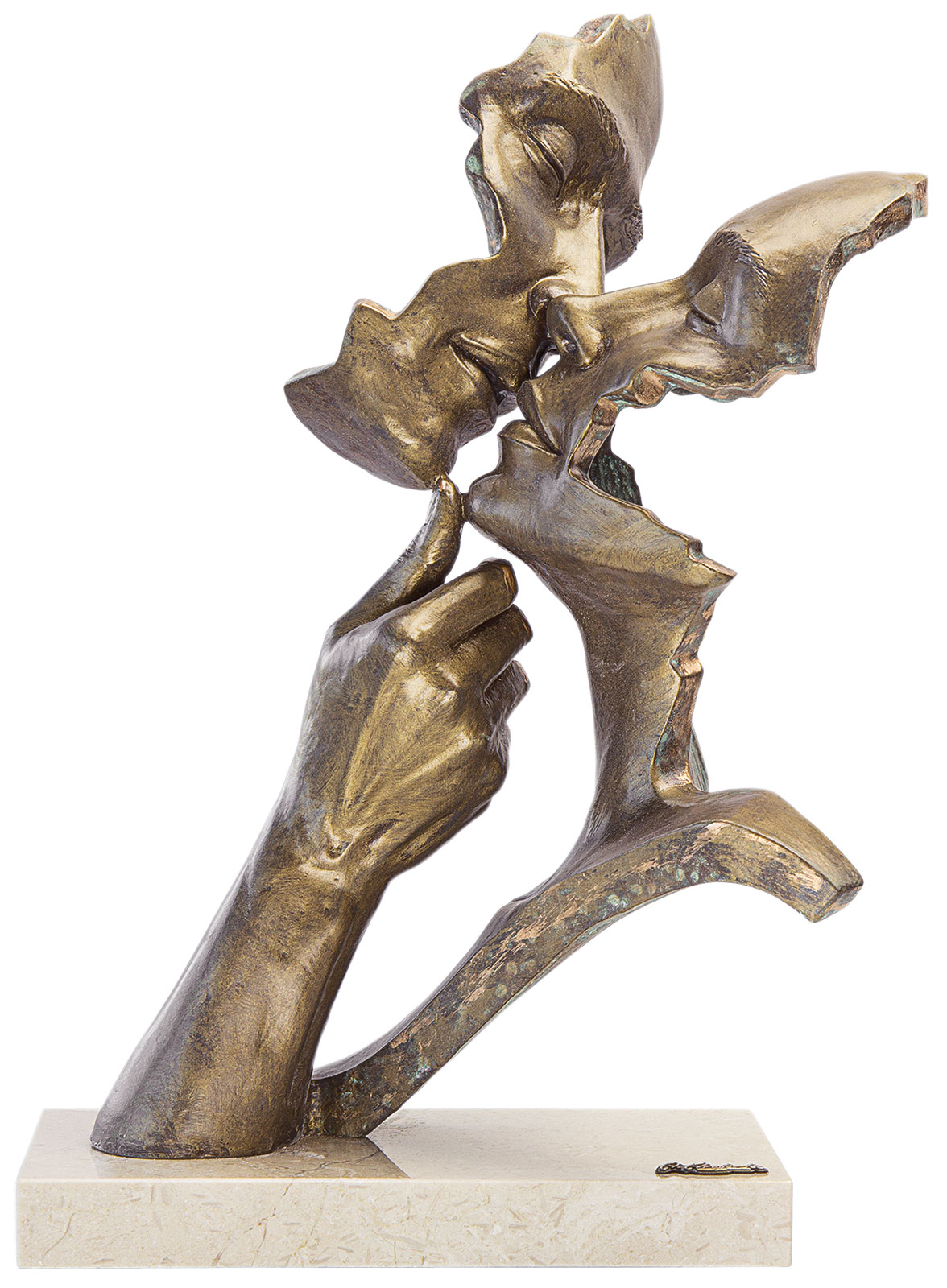 Angeles Anglada: Skulptur ‚Vereint‘, Kunstguss Steinoptik