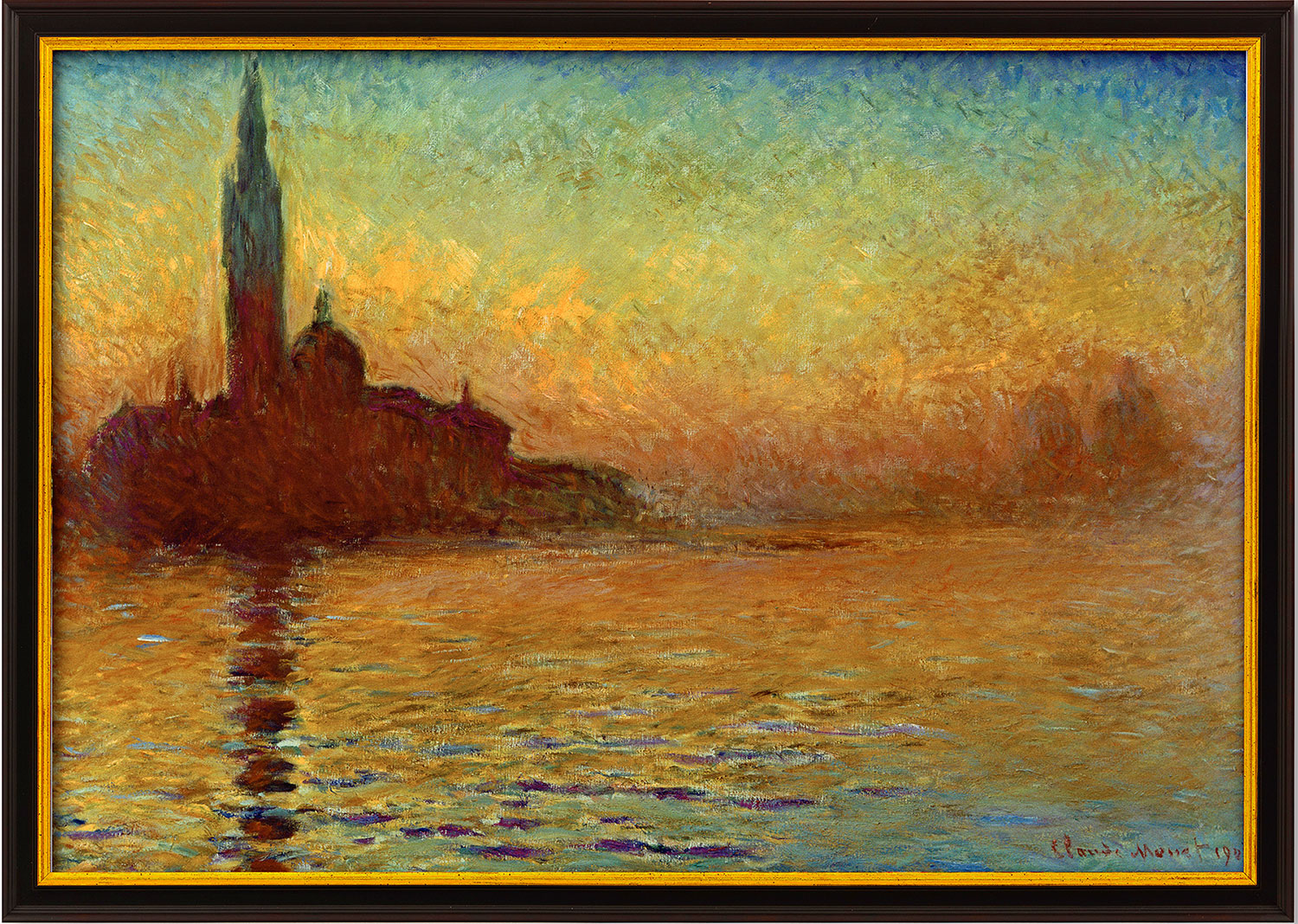 Claude Monet: Bild ‚San Giorgio Maggiore in der Dämmerung‘ (1908), gerahmt