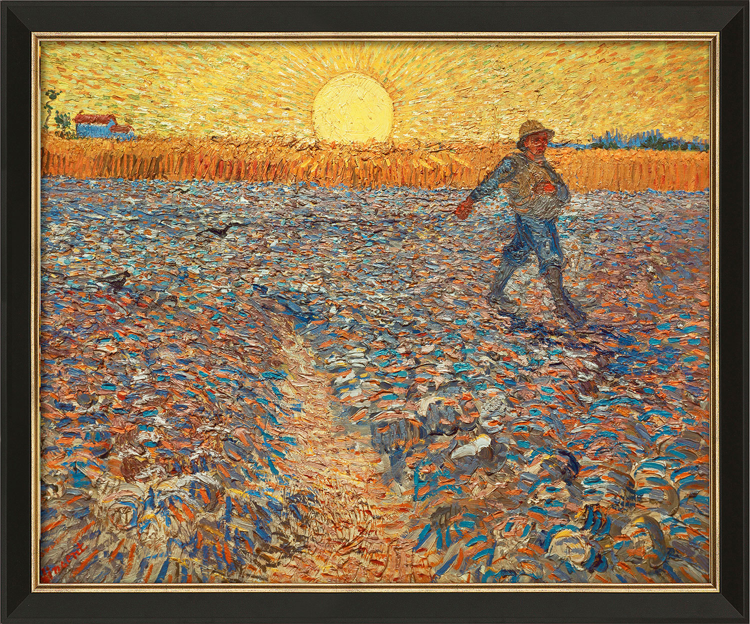 Vincent van Gogh: Bild ‚Sämann bei untergehender Sonne‘ (1888), gerahmt