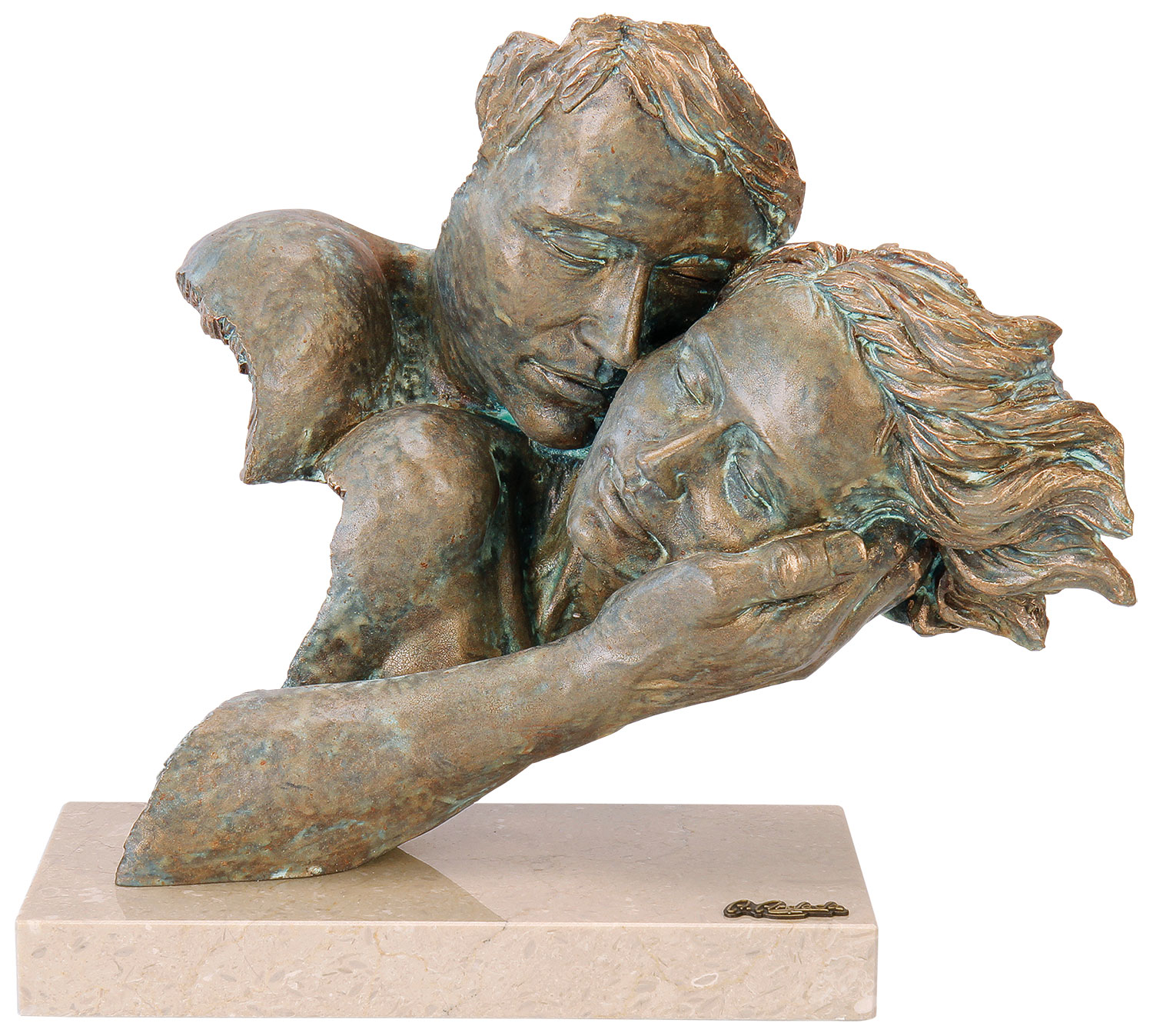 Angeles Anglada: Skulptur ‚Zweisamkeit‘, Kunstguss Steinoptik