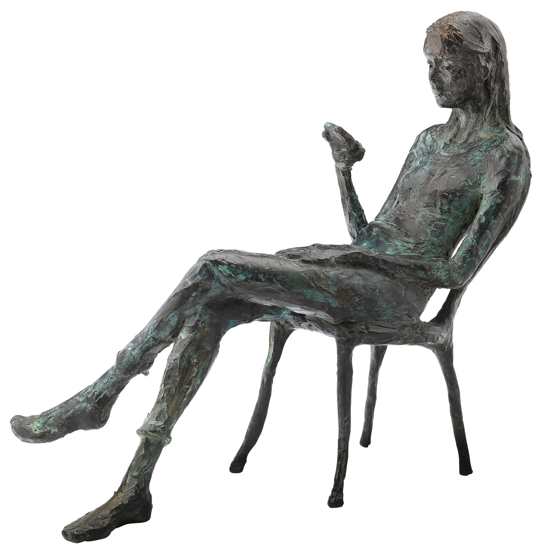 Valerie Otte: Skulptur ‚In Gedanken an Dich‘, Version Bronze grün/grau
