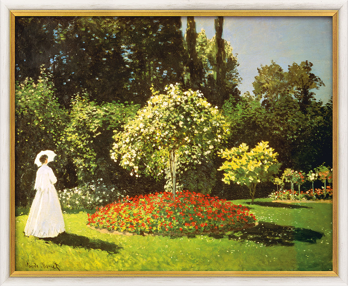 Claude Monet: Bild ‚Dame im Garten‘ (1867), gerahmt