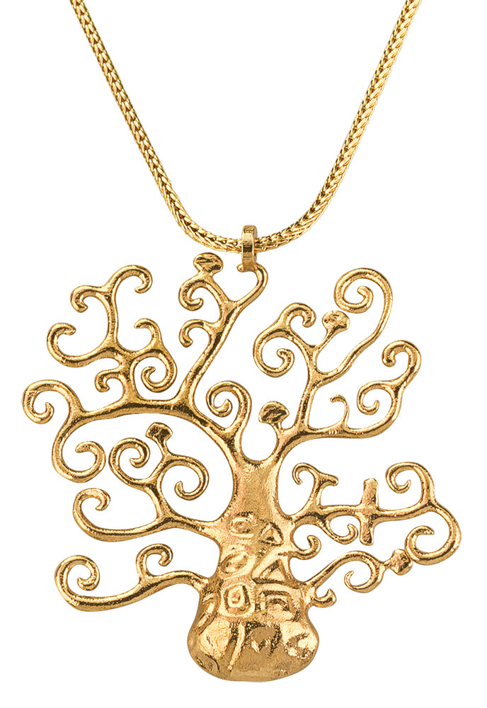 Petra Waszak: Collier ‚Goldener Lebensbaum‘ – nach Gustav Klimt, Schmuck