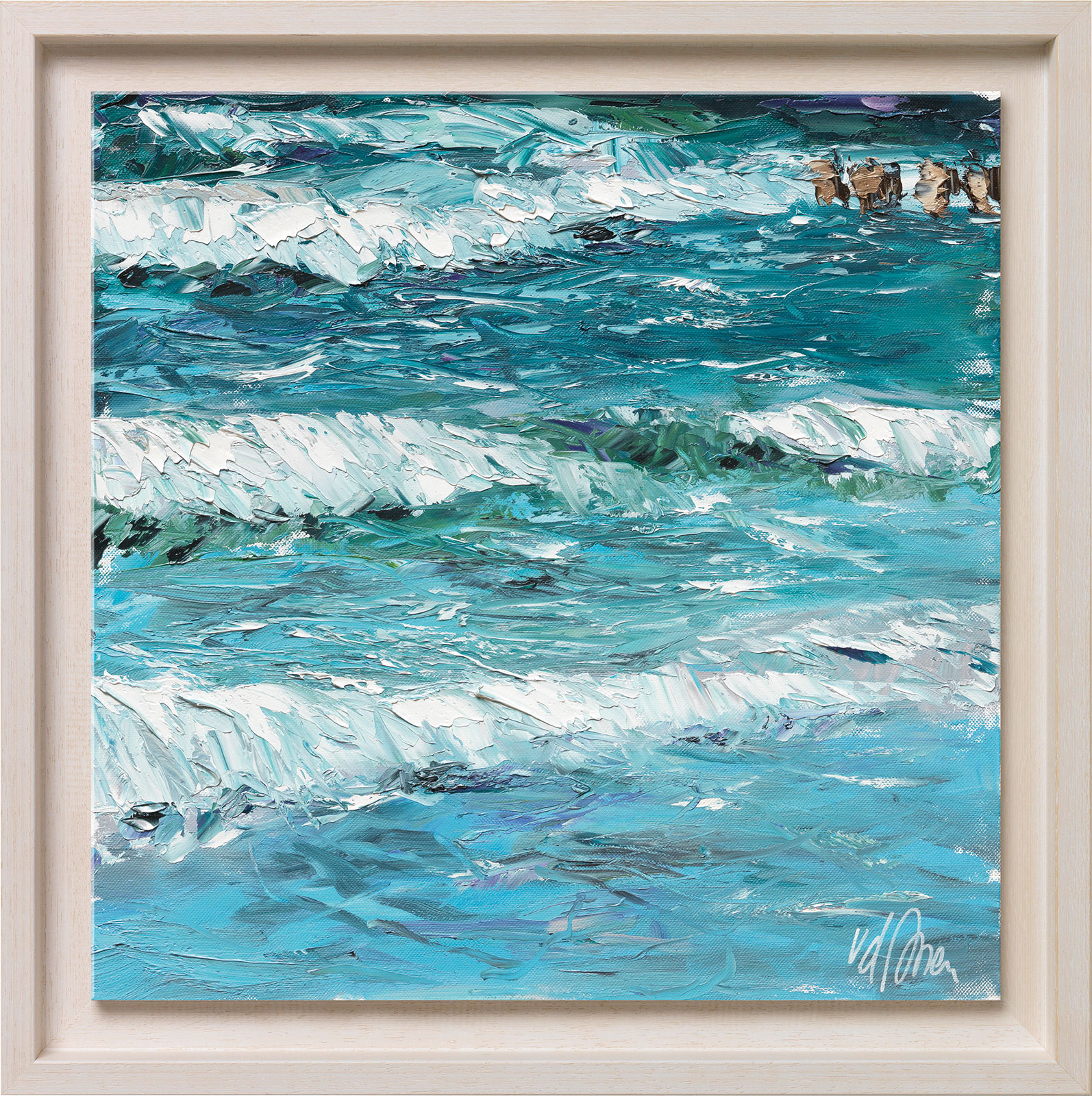 Nikolaus von der Assen: Bild ‚Wellensets IV‘ (2017), Version weiß gerahmt