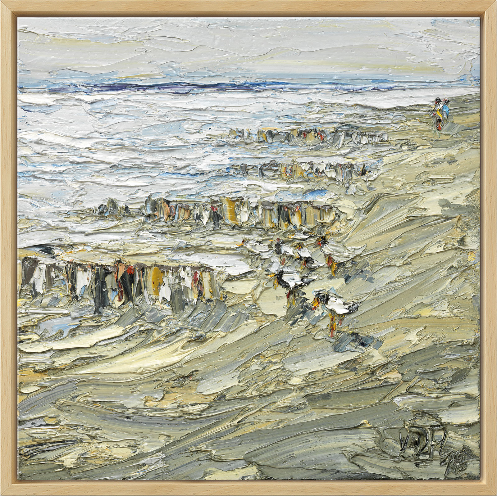 Nikolaus von der Assen: Bild ‚Strandspaziergang nach Unwetter‘ (2018), Version naturfarben gerahmt