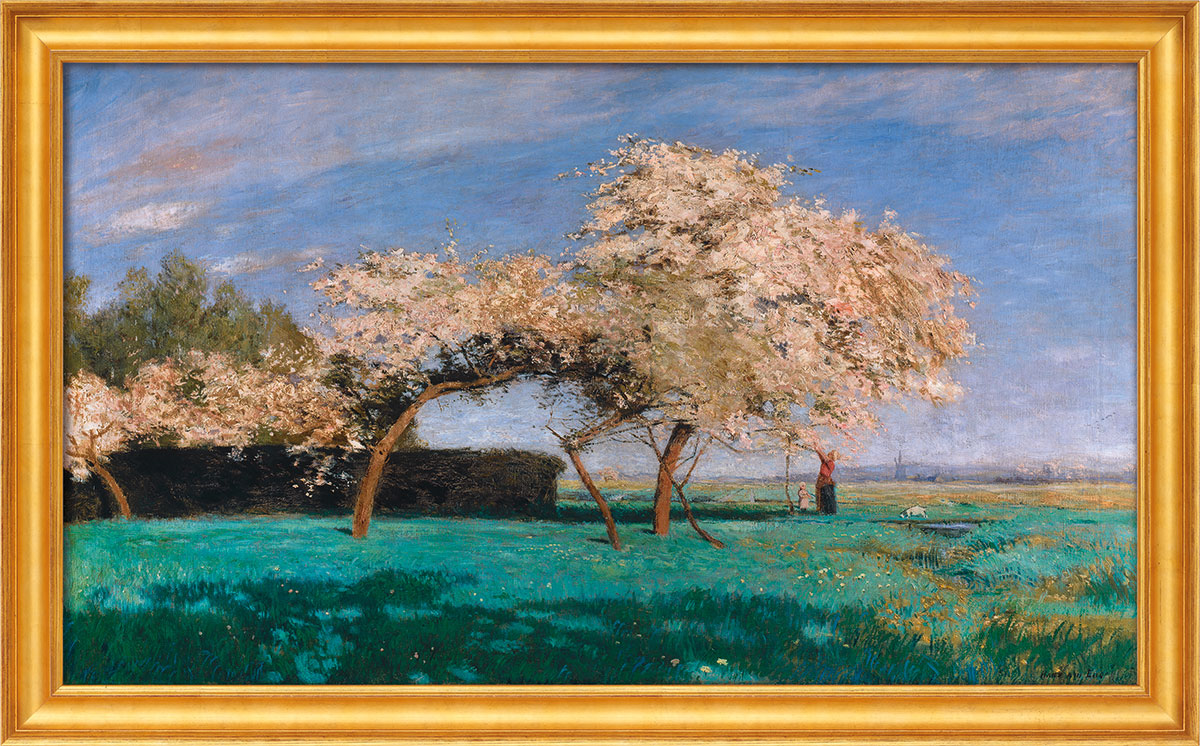Hans am Ende: Bild ‚Frühlingstag‘ (1897/98), Version goldfarben gerahmt