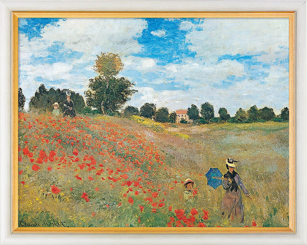 Claude Monet: Bild ‚Les coquelicots à Argenteuil (Das Mohnfeld bei Argenteuil)‘ (1873), gerahmt