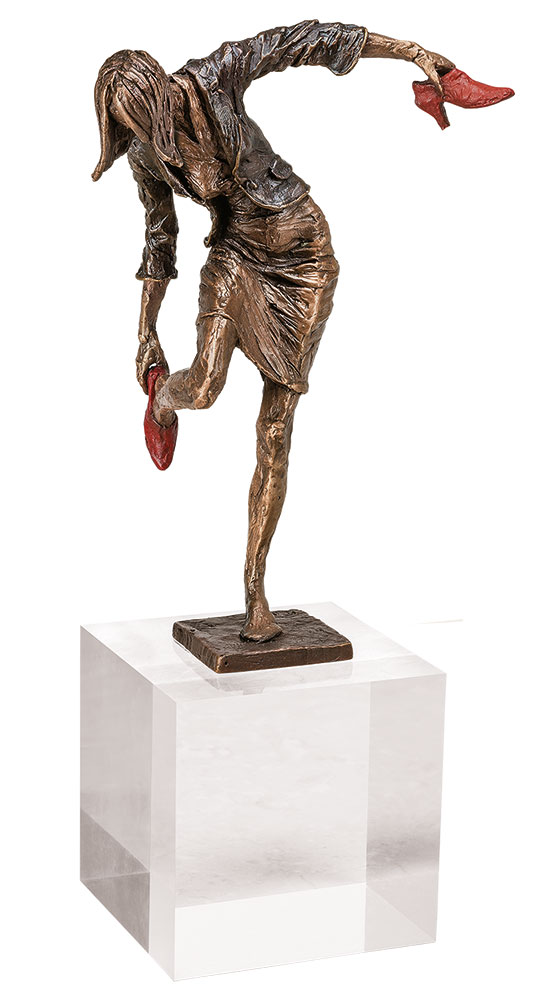 Vitali Safronov: Skulptur ‚Bürofrau-Balance‘, Bronze