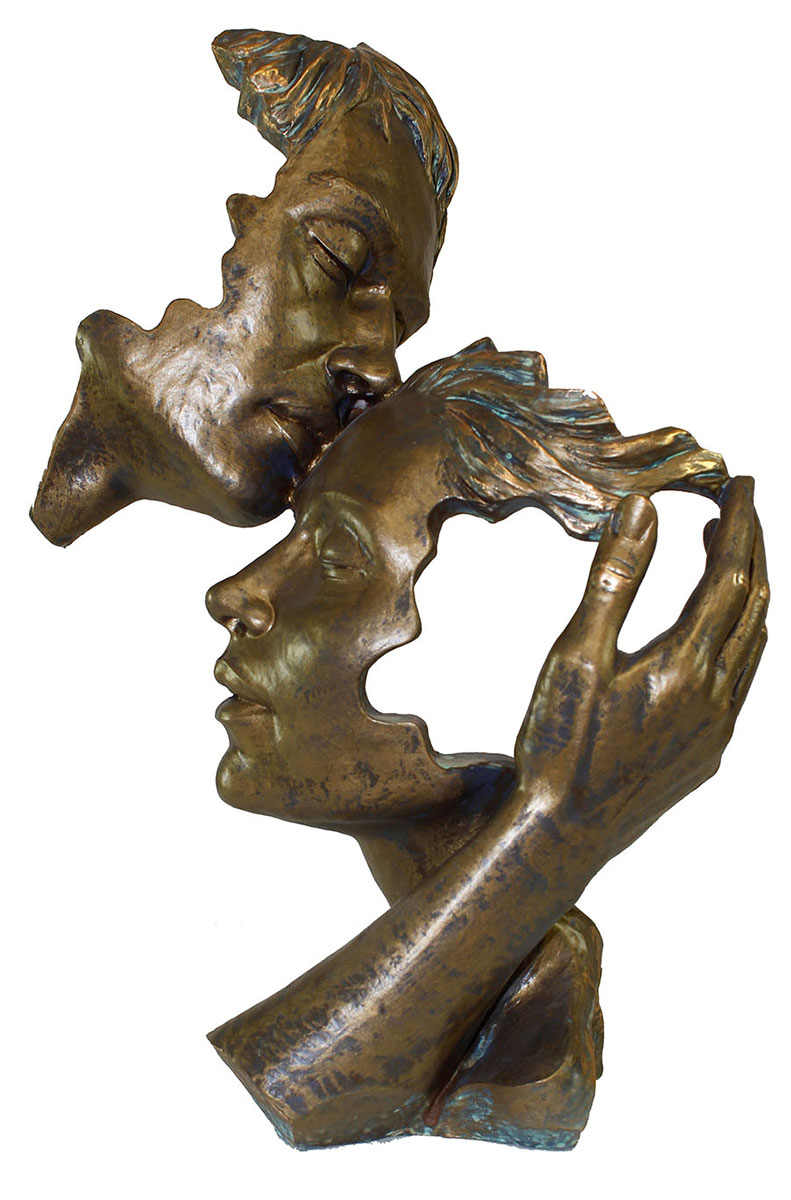 Angeles Anglada: Skulptur ‚Poesie der Liebe‘, Kunstguss Steinoptik