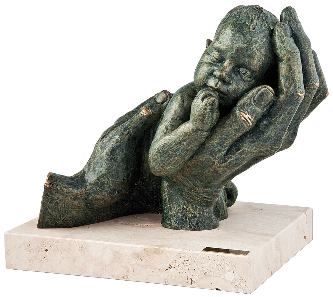 Angeles Anglada: Skulptur ‚Erste Träume‘, Kunstguss Steinoptik