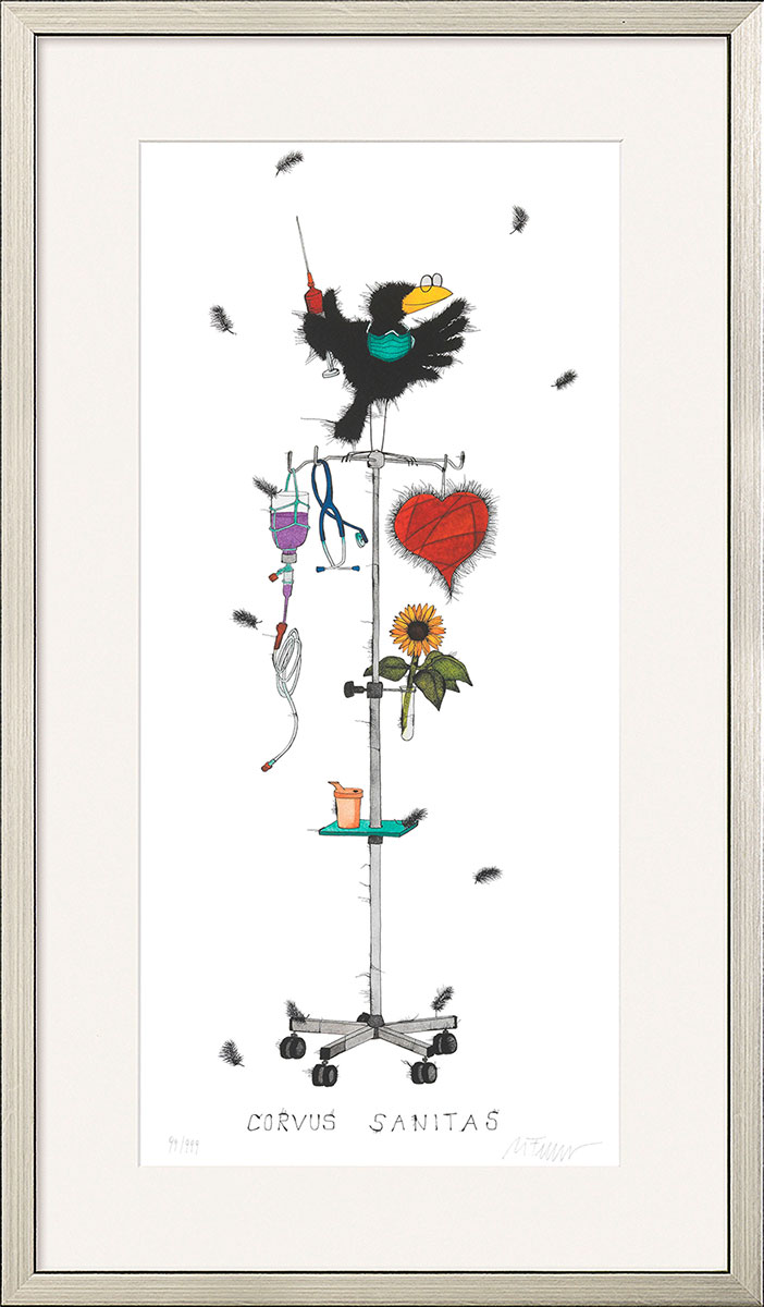 Michael Ferner: Bild ‚Corvus Sanitas‘, gerahmt