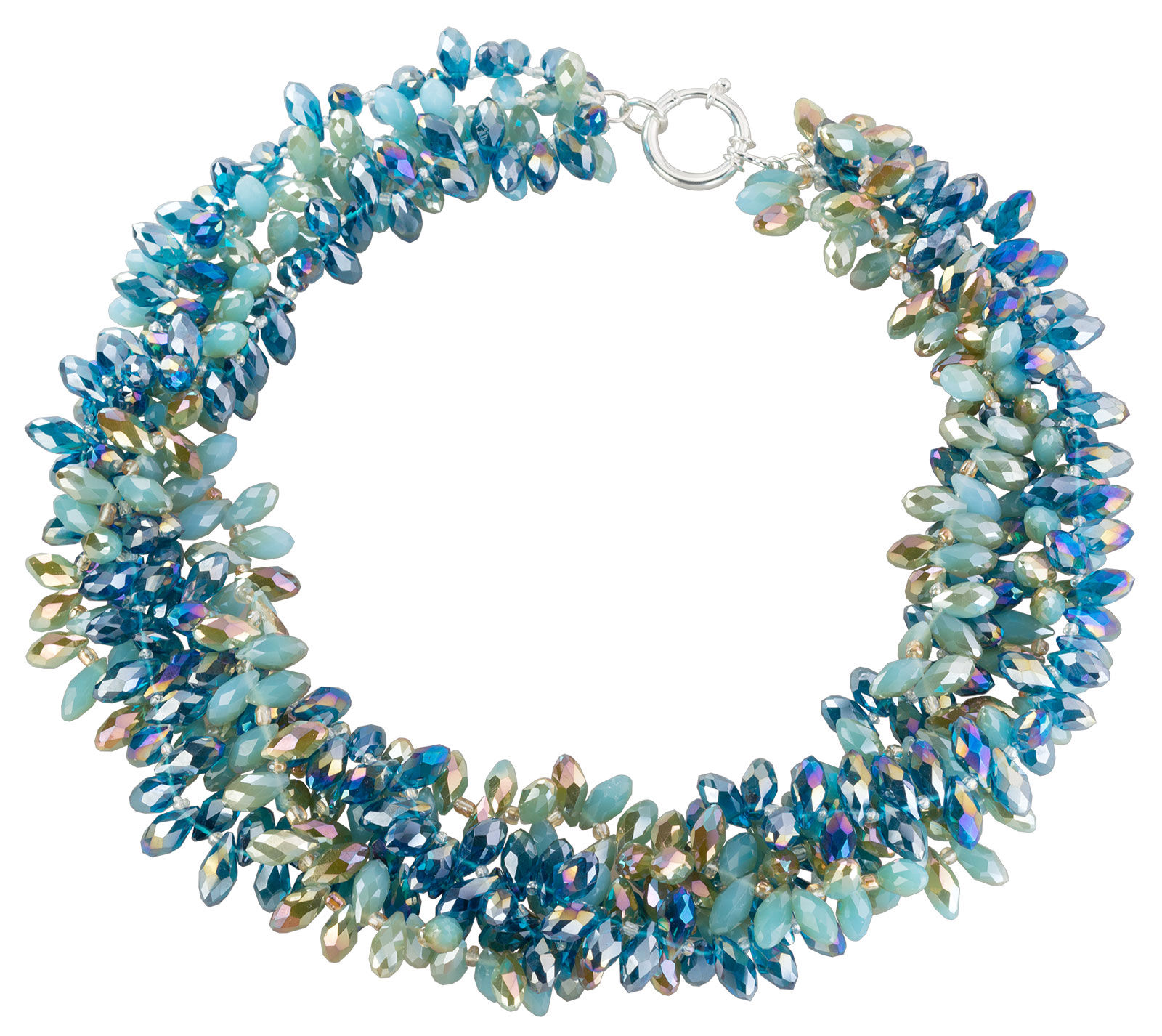 Petra Waszak: Kristallglas-Collier ‚Capri‘, Schmuck