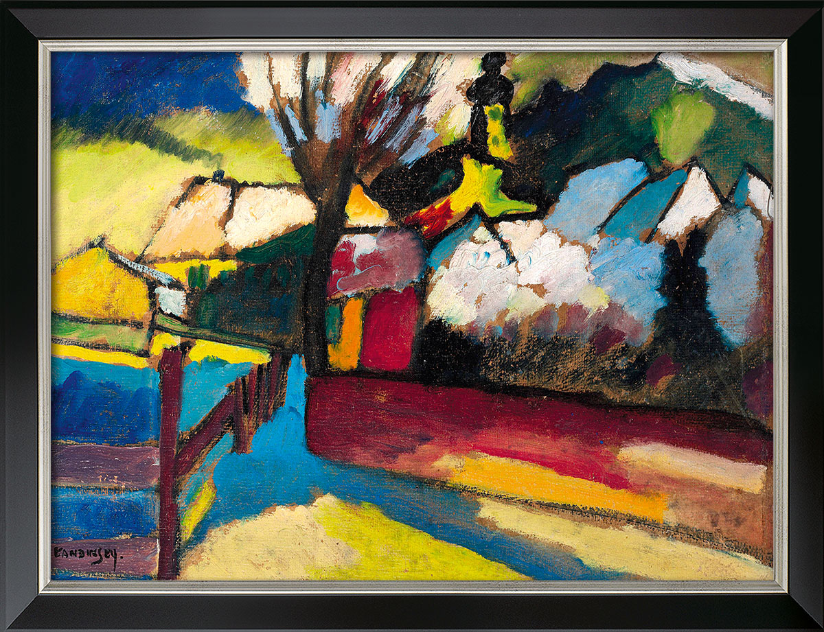 Wassily Kandinsky: Bild ‚Herbstlandschaft mit Baum‘ (1910), gerahmt