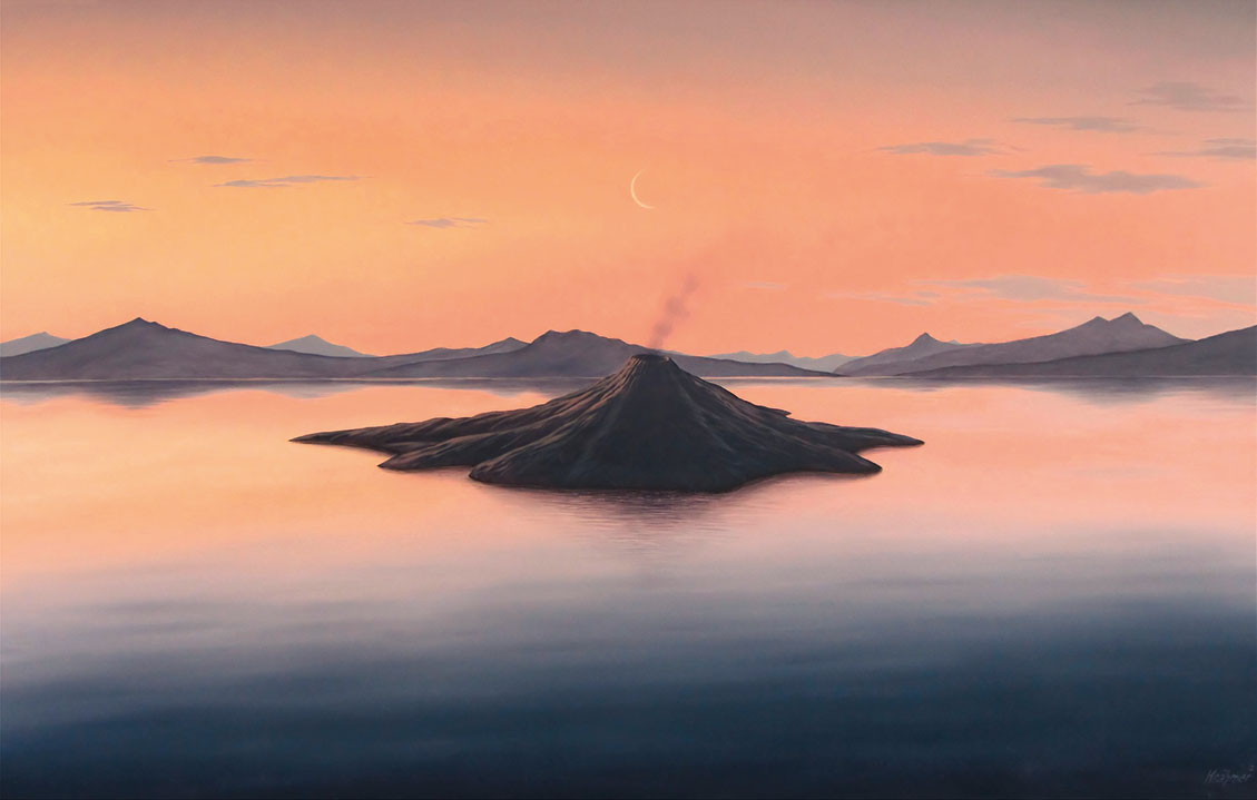 Michael Krähmer: Bild ‚Vulkaninsel‘ (2013), auf Keilrahmen