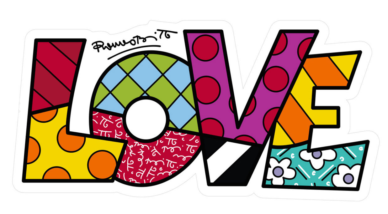 Romero Britto: Art Panel / Wandobjekt ‚Love‘