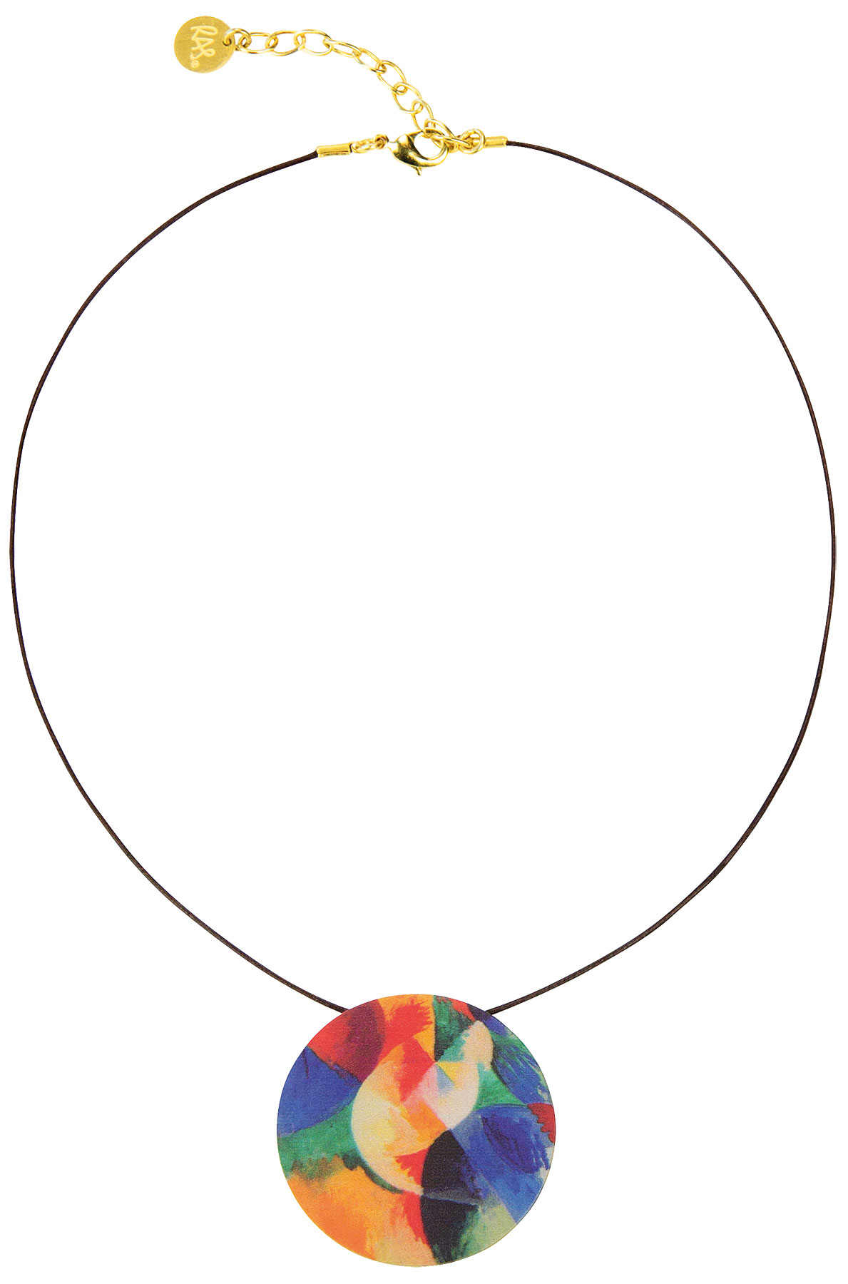 Robert Delaunay: Collier ‚Kreisformen, Sonne‘ mit Lederband, Schmuck
