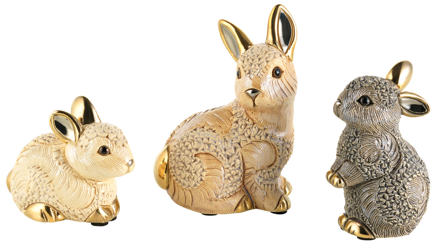3 Keramikfiguren ‚Hasenfamilie‘ im Set