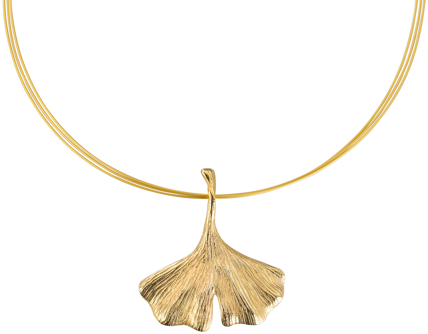 Petra Waszak: Collier ‚Ginkgo‘, Version vergoldet, Schmuck